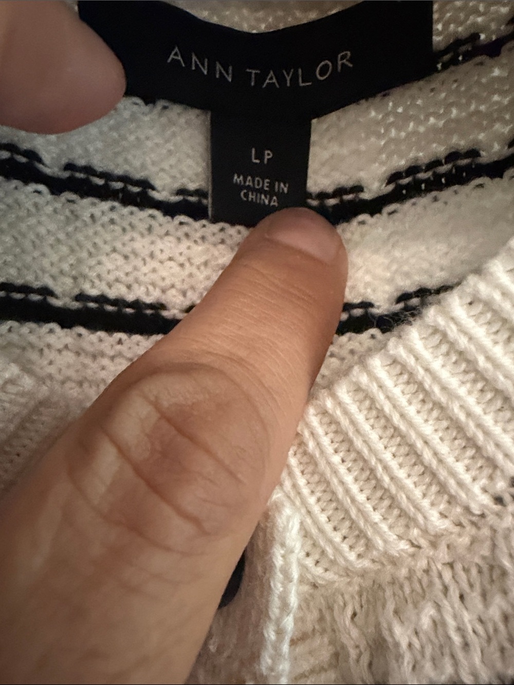Ann Taylor Cream and Black Striped Button-Front Cardigan - Picture 2 of 3